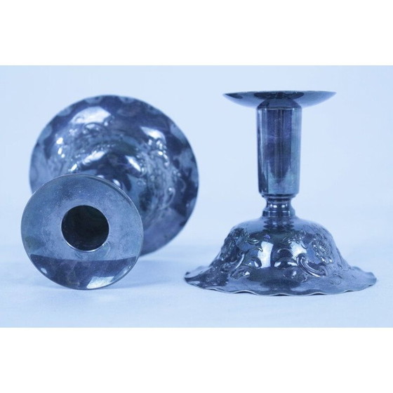 Image 1 of Paire de bougeoirs en maillechort de Gab, 1930