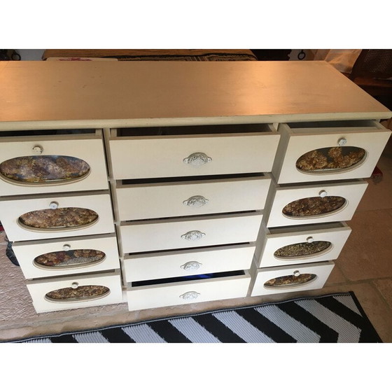 Image 1 of Meuble artisanal vintage en pin patiné blanc, 1970