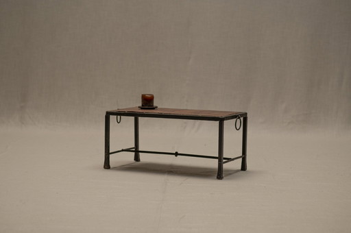 Table d'appoint/café Mid-Century en terre cuite et acier