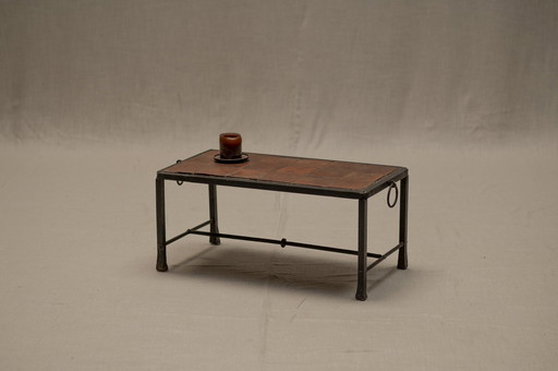 Table d'appoint/café Mid-Century en terre cuite et acier