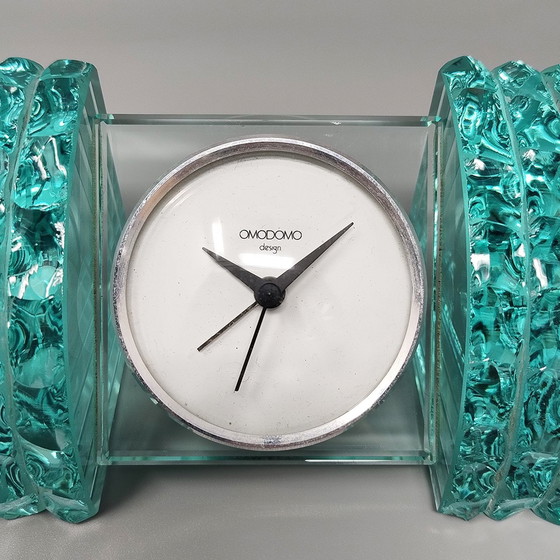 Image 1 of Horloge de table 1970S étonnante par Omodomo en cristal. Fabriquée en Italie