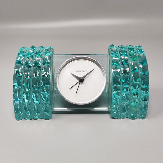 Image 1 of Horloge de table 1970S étonnante par Omodomo en cristal. Fabriquée en Italie