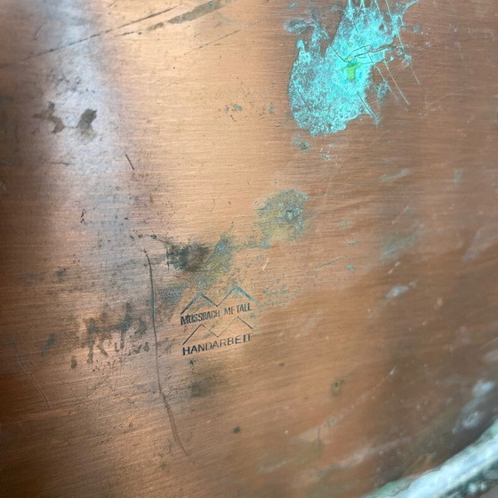 Image 1 of Porte-parapluies vintage Bauhaus en cuivre et rotin pour Mussbach Metall, Allemagne années 1950