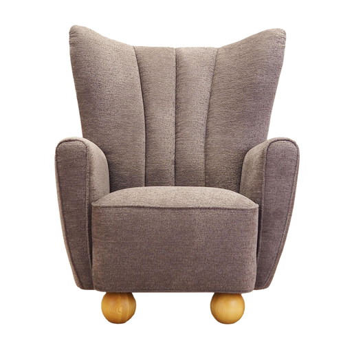 Fauteuil gris, Design scandinave, Production : Danemark