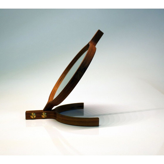 Image 1 of Miroir vintage en teck par Bech & Starup pour Den Permanent Copenhagen, 1960