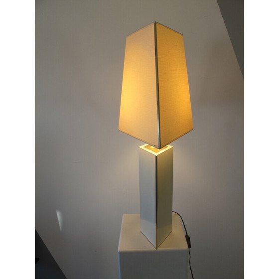 Image 1 of Lampe vintage en laiton et tissu - années 1980