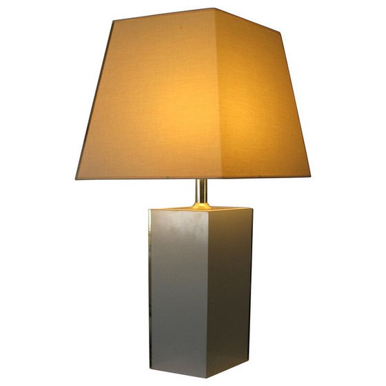 Image 1 of Lampe vintage en laiton et tissu - années 1980
