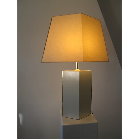 Image 1 of Lampe vintage en laiton et tissu - années 1980