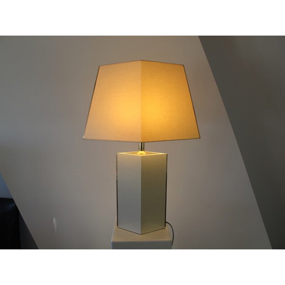 Image 1 of Lampe vintage en laiton et tissu - années 1980
