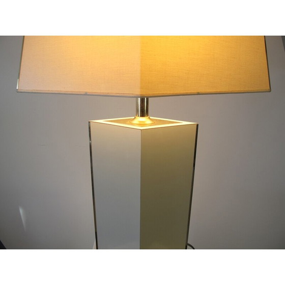 Image 1 of Lampe vintage en laiton et tissu - années 1980