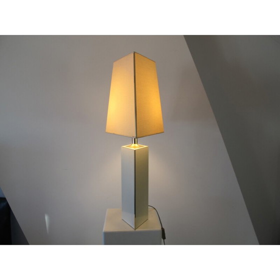Image 1 of Lampe vintage en laiton et tissu - années 1980