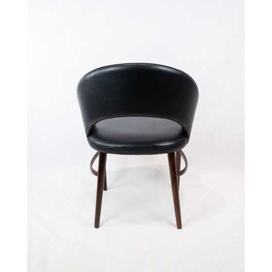Image 1 of Fauteuil Easy vintage en cuir noir et pieds en palissandre par Chr. Linneberg,1960