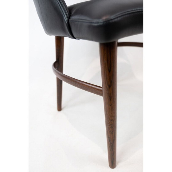 Image 1 of Fauteuil Easy vintage en cuir noir et pieds en palissandre par Chr. Linneberg,1960