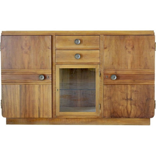 Commode vintage art déco en noyer massif, Italie 1930