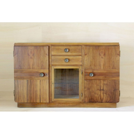 Commode vintage art déco en noyer massif, Italie 1930