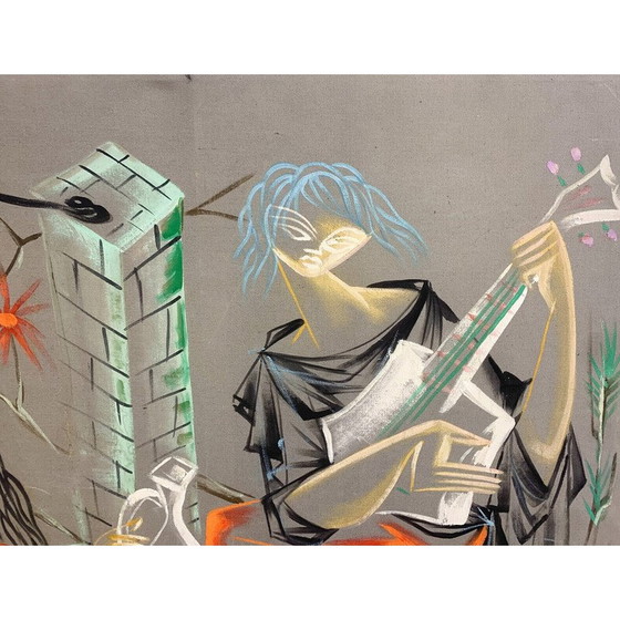 Image 1 of Toile peinte du milieu du siècle, années 1960