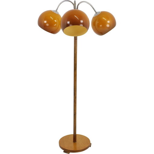 Lampadaire réglable vintage en bois, plastique et chrome, Tchécoslovaquie, années 1960