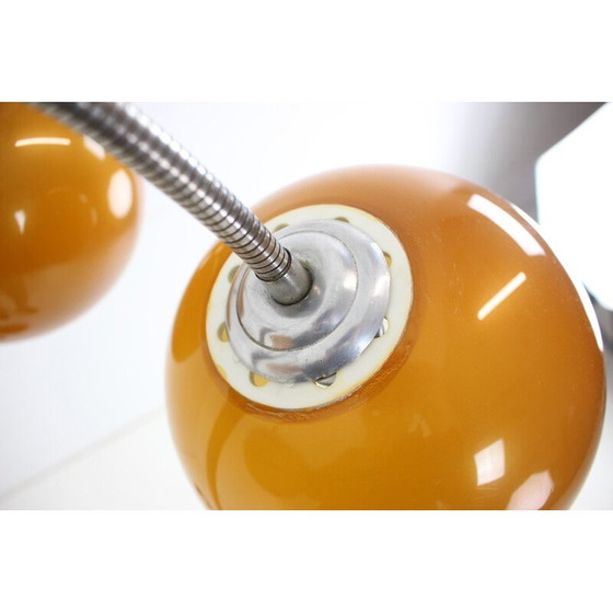 Image 1 of Lampadaire réglable vintage en bois, plastique et chrome, Tchécoslovaquie, années 1960