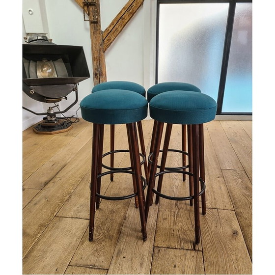 Image 1 of Ensemble de 4 tabourets vintage en bois de hêtre, Danemark 1970
