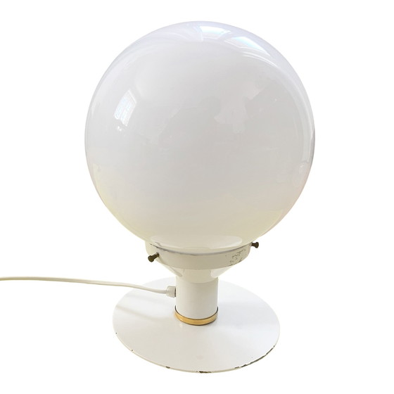 Image 1 of Lampe de table sphérique blanche de l'ère spatiale, Pologne, années 1980.