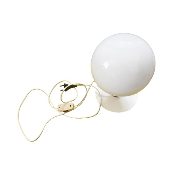 Image 1 of Lampe de table sphérique blanche de l'ère spatiale, Pologne, années 1980.