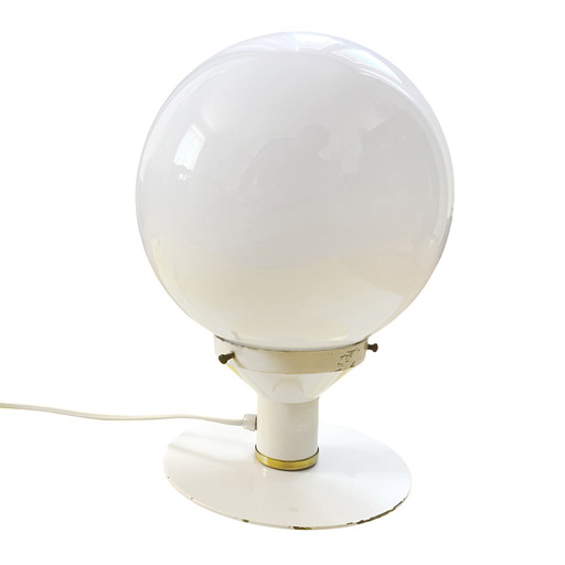 Lampe de table sphérique blanche de l'ère spatiale, Pologne, années 1980.