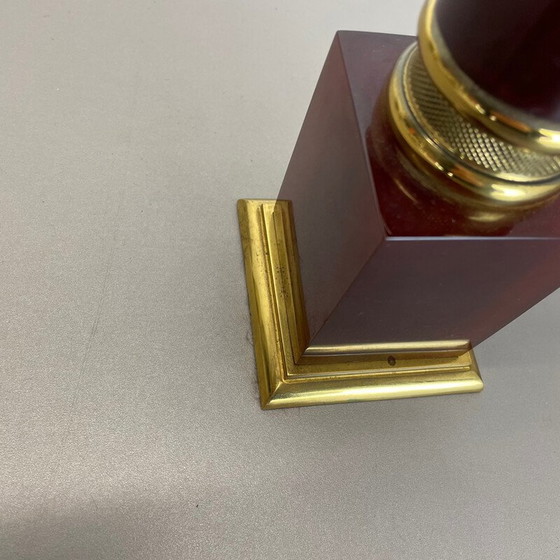 Image 1 of Lampe de table vintage Catalina en laiton rouge, Italie 1960s