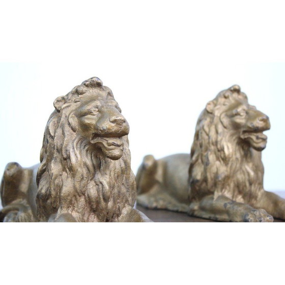 Image 1 of Paire de lions en fonte vintage