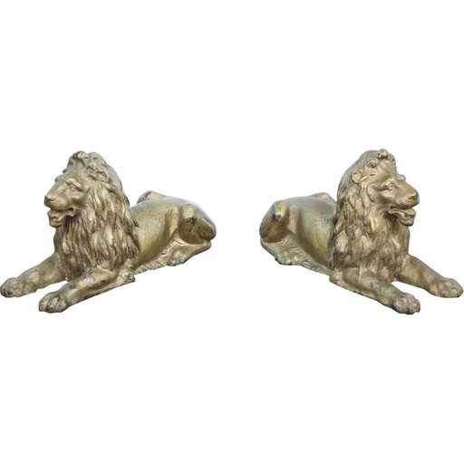 Paire de lions en fonte vintage