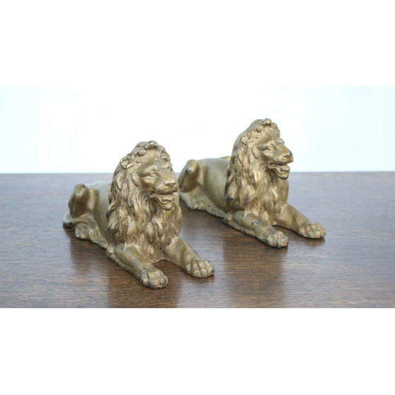 Image 1 of Paire de lions en fonte vintage