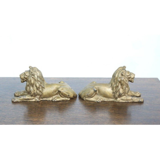 Image 1 of Paire de lions en fonte vintage