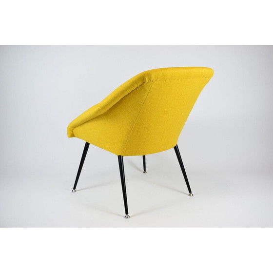 Image 1 of Fauteuil vintage Coquille en tissu jaune 1960