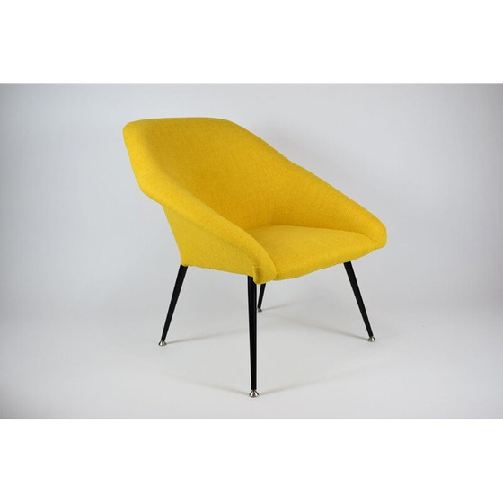 Image 1 of Fauteuil vintage Coquille en tissu jaune 1960