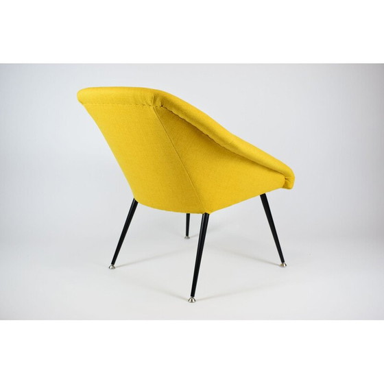 Image 1 of Fauteuil vintage Coquille en tissu jaune 1960