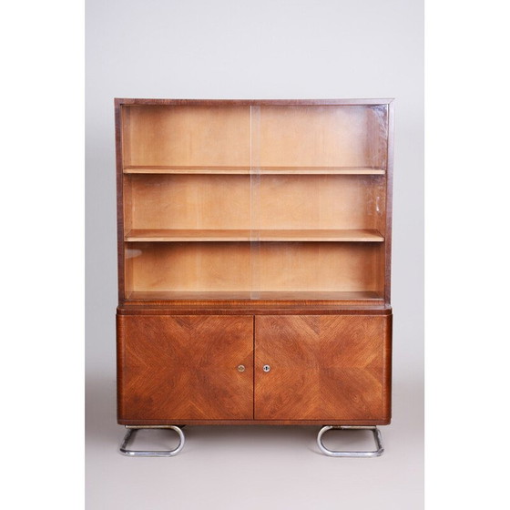 Image 1 of Bibliothèque vintage art déco en chêne et acier de Vichr a Spol, Tchèque 1930