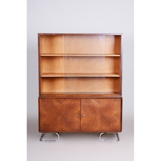 Image 1 of Bibliothèque vintage art déco en chêne et acier de Vichr a Spol, Tchèque 1930