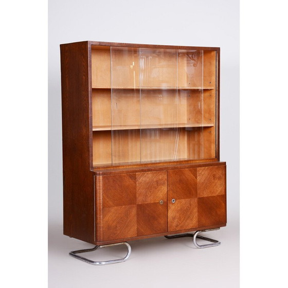 Image 1 of Bibliothèque vintage art déco en chêne et acier de Vichr a Spol, Tchèque 1930