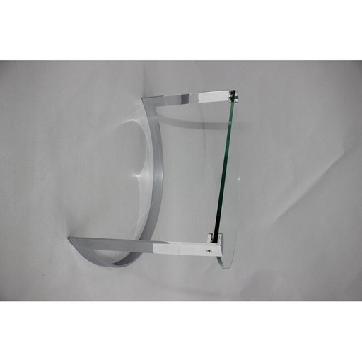 Table basse vintage en acier et verre par Friedrich Moller pour Ronald Schmitt Tische, 1980