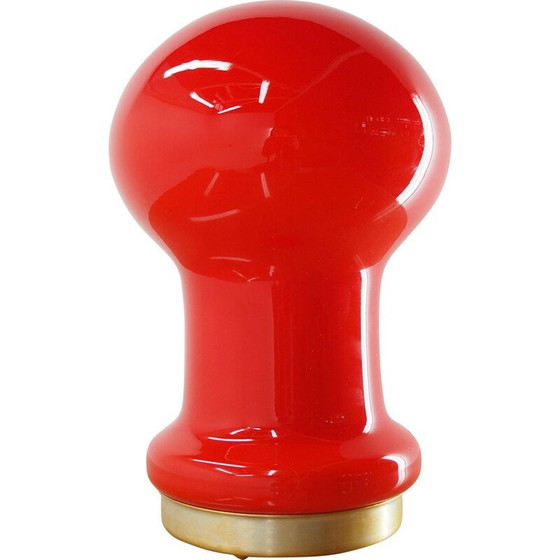 Image 1 of Lampe de table en verre rouge du milieu du siècle EGG par Stefan Tabery pour OPP Jihlava, années 1970