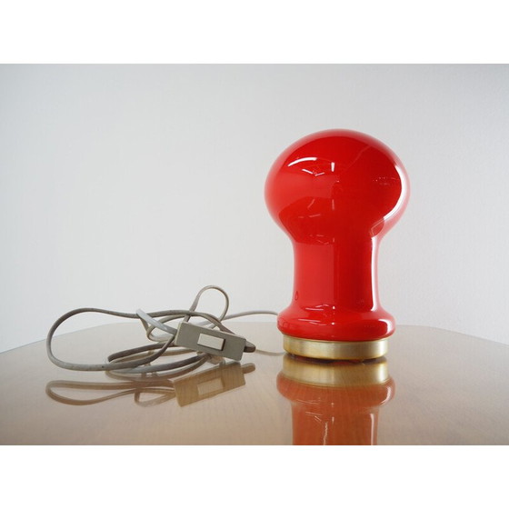 Image 1 of Lampe de table en verre rouge du milieu du siècle EGG par Stefan Tabery pour OPP Jihlava, années 1970