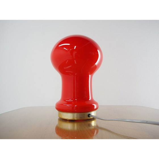 Image 1 of Lampe de table en verre rouge du milieu du siècle EGG par Stefan Tabery pour OPP Jihlava, années 1970