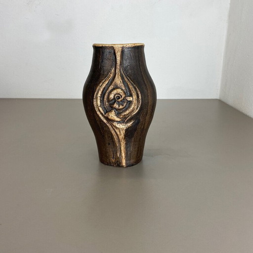 Vase abstrait vintage en grès "brutaliste" de Gerhard Liebenthron, Allemagne, années 1980