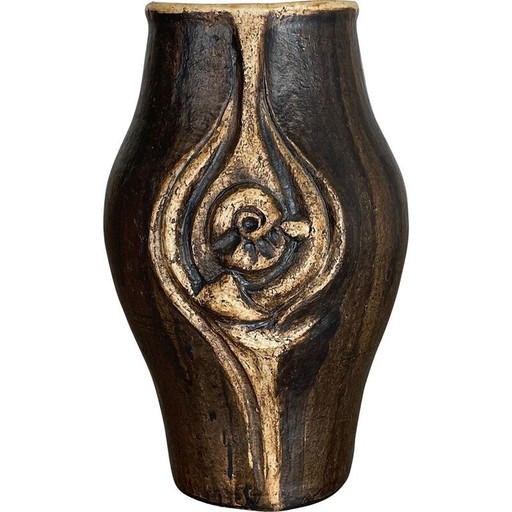 Vase abstrait vintage en grès "brutaliste" de Gerhard Liebenthron, Allemagne, années 1980