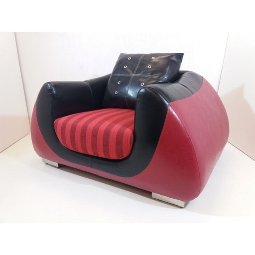 Fauteuil vintage en peau de veau, Tchécoslovaquie 1960