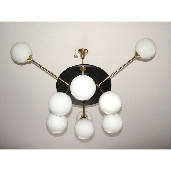 Image 1 of Lustre vintage en laiton et métal, 1960