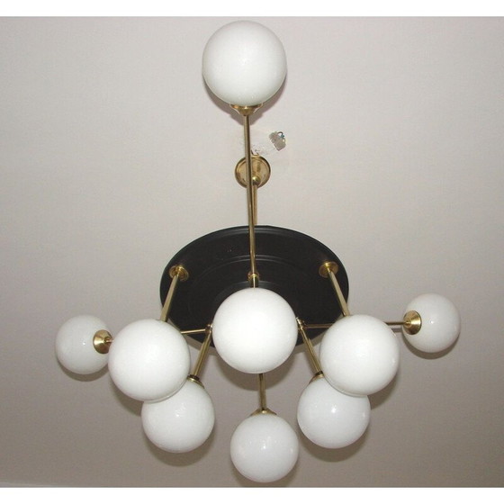 Image 1 of Lustre vintage en laiton et métal, 1960