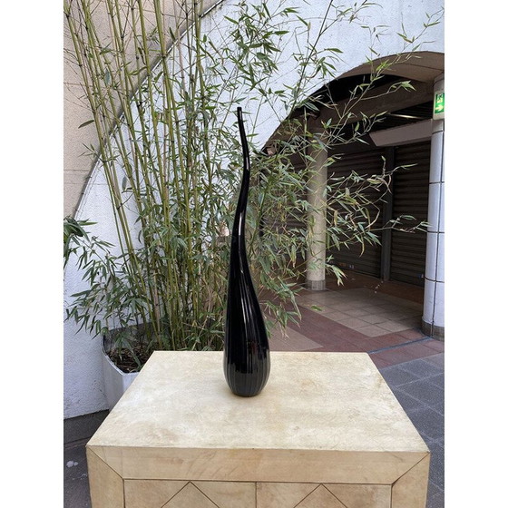 Image 1 of Vase vintage Aria Black, Renzo Stellon by Salvatia Murano 2009