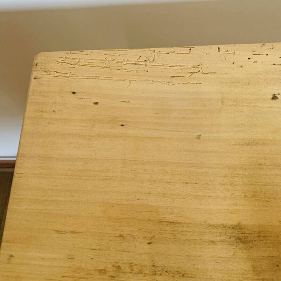 Image 1 of Table de ferme vintage en bois brut avec tiroir