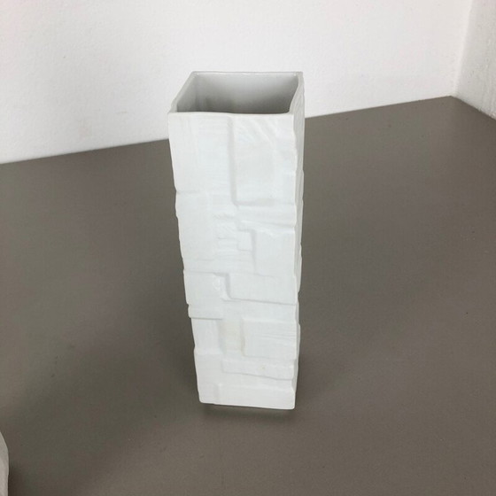 Image 1 of Paire de vases en porcelaine Op Art par Heinrich Ceramics Allemagne 1970