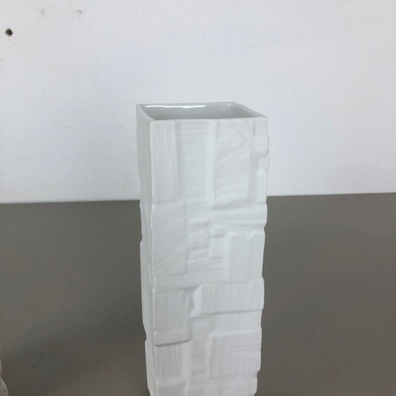 Image 1 of Paire de vases en porcelaine Op Art par Heinrich Ceramics Allemagne 1970
